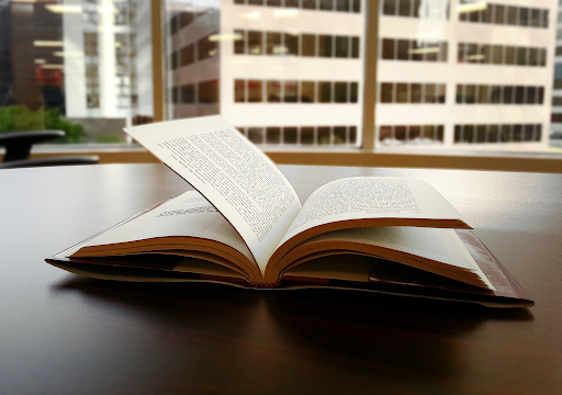 A stock image of an open book.
